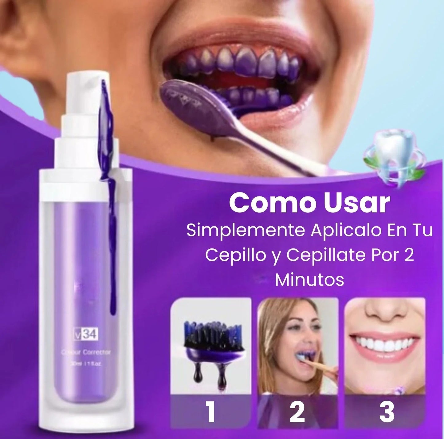 CREMA DENTAL MORADA HISMILE👾 Dientes más blancos